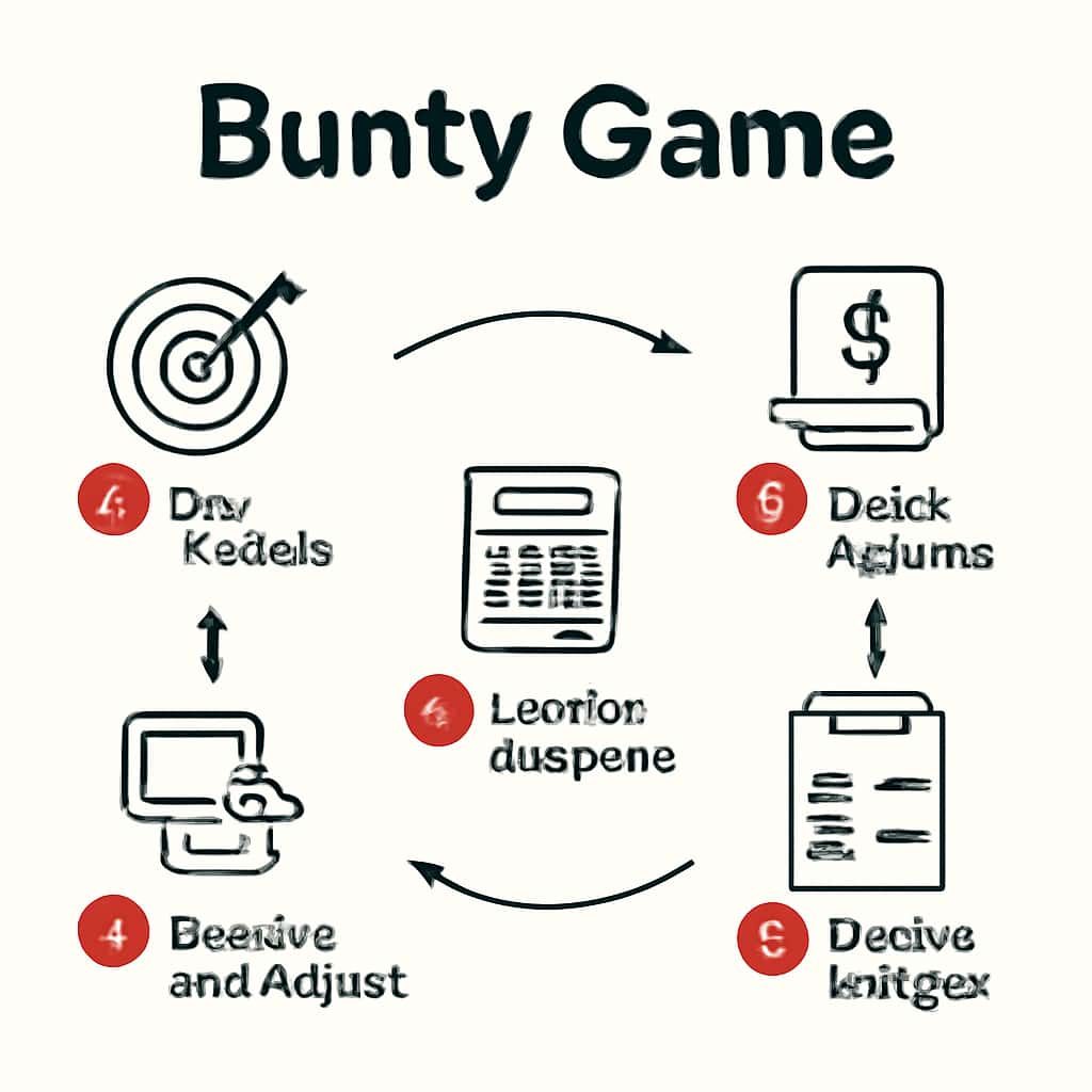 An educational diagram illustrating budgeting steps for Bunty Game.
