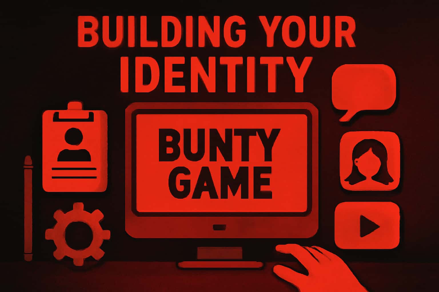 An informational scene depicting the concept of Building Your Bunty Game Identity with the text Bunty Game.