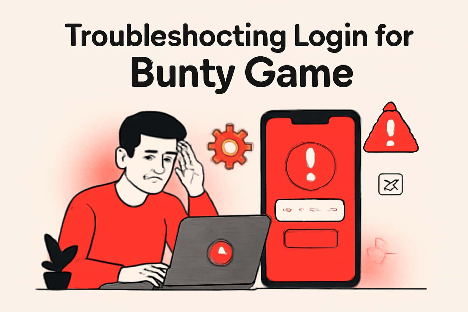 An informative scene about troubleshooting login issues for Bunty Game.