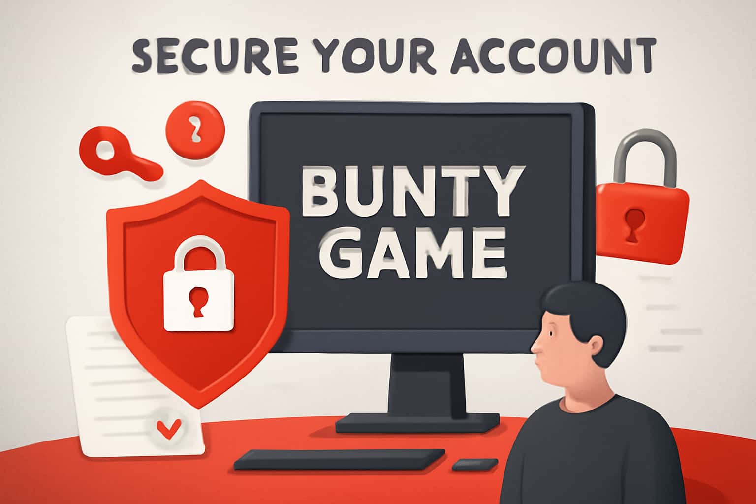 A high-tech illustration emphasizing the security of a Bunty Game account.