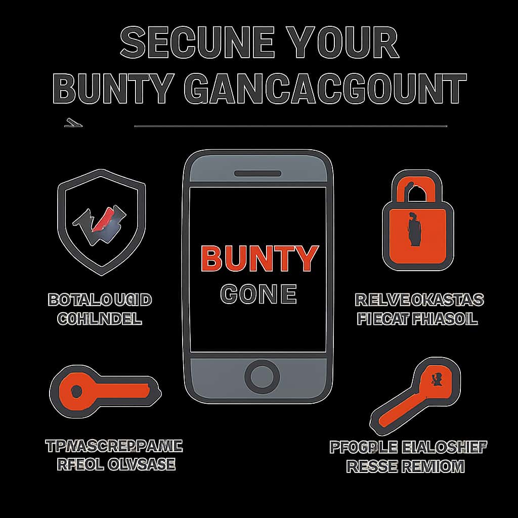 An educational diagram illustrating Bunty Game account security measures.
